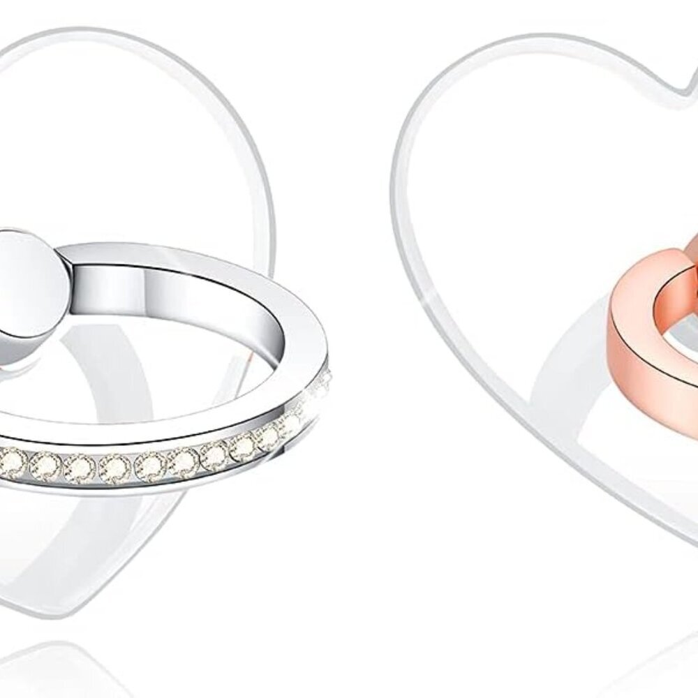 Transparent Heart Cell Phone Ring Holder Kickstand,Bling Bling Sparkle Diamond C